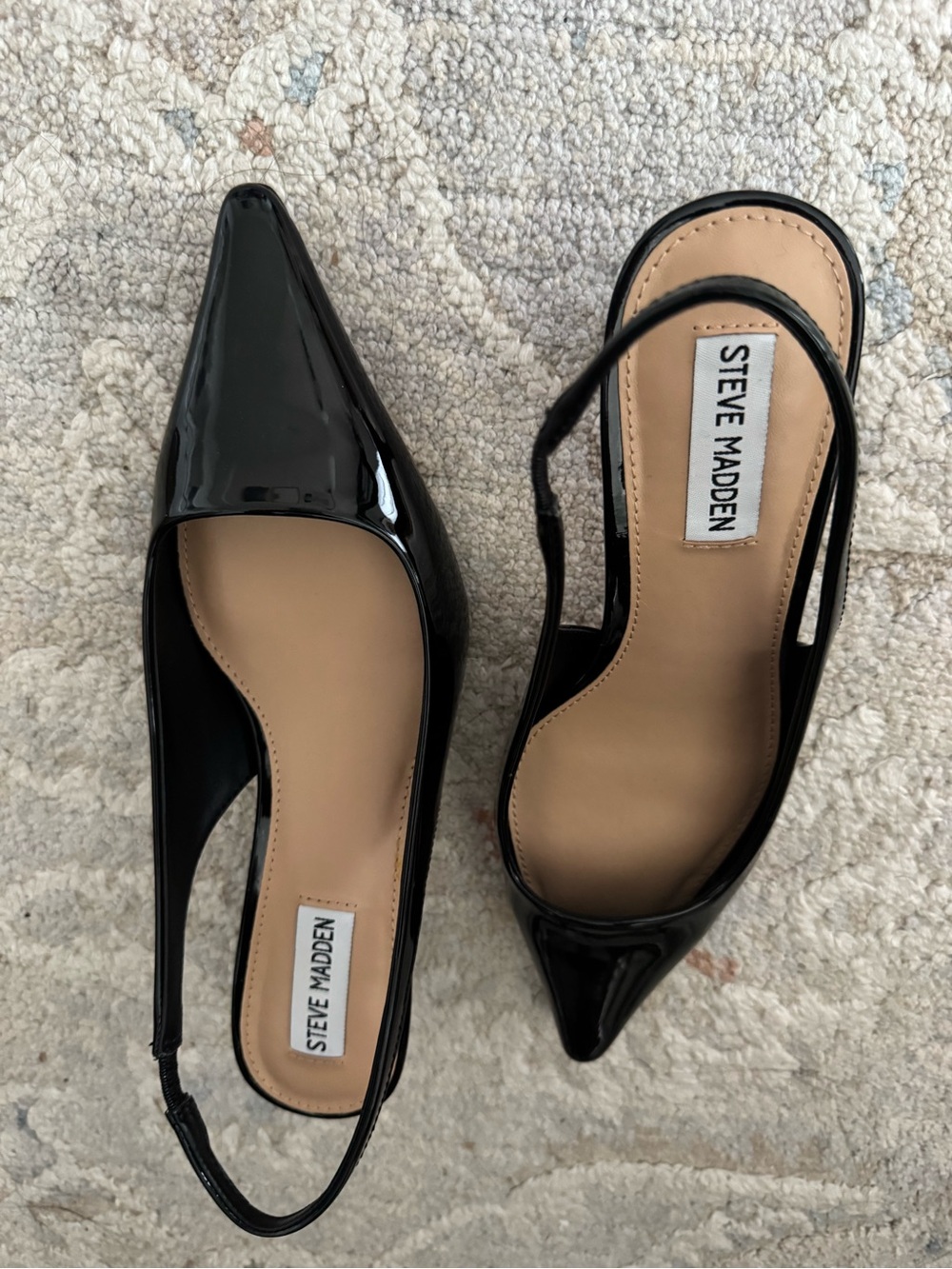 Steve Madden Kari Black Patent Pointed Toe Slingback Kitten Heel - Picture 3 of 5